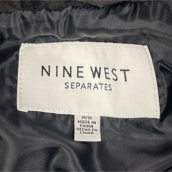 Nine West Womens Black Sleeveless Puffer Vest With Zipped Closure Size M