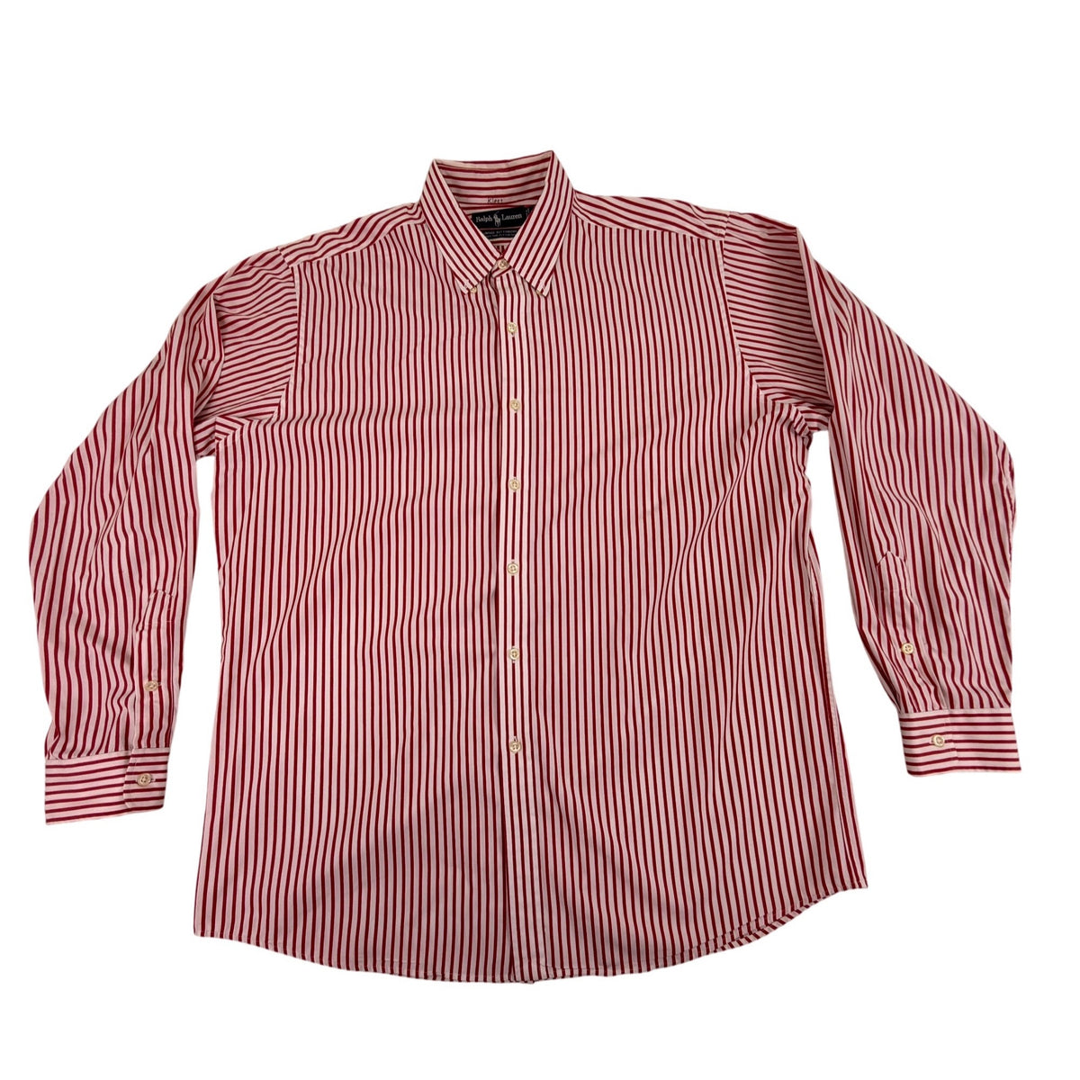 Ralph Lauren Mens Red & White Cotton Striped Button-Down Shirt Size Large L