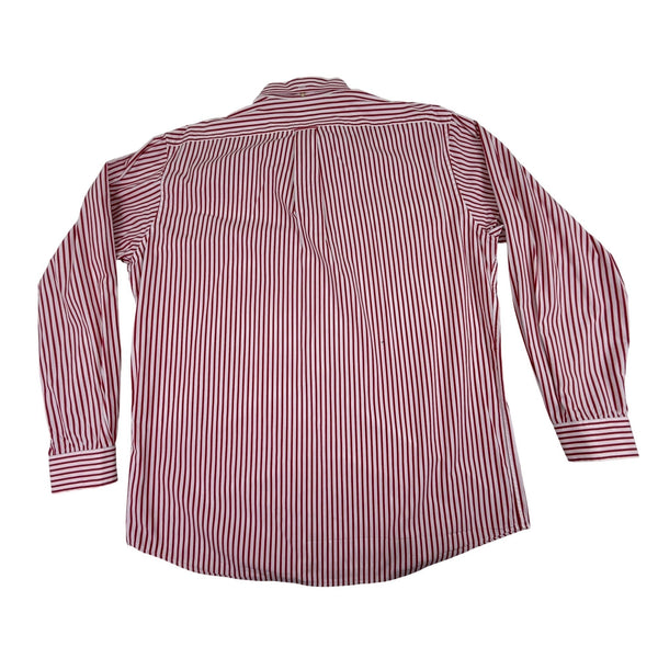 Ralph Lauren Mens Red & White Cotton Striped Button-Down Shirt Size Large L