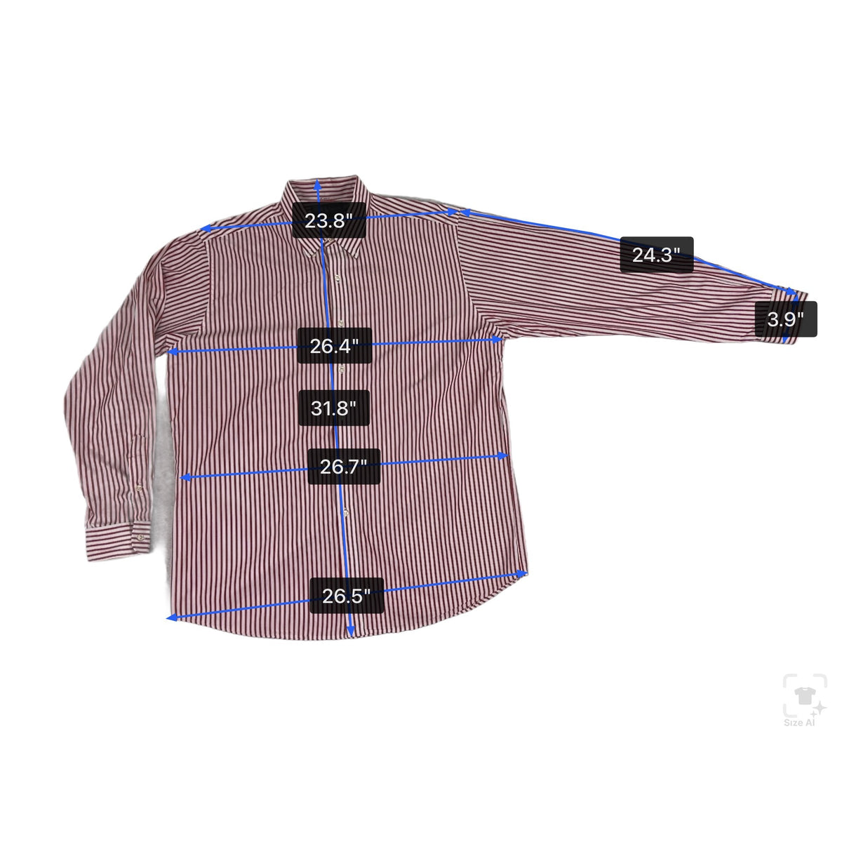 Ralph Lauren Mens Red & White Cotton Striped Button-Down Shirt Size Large L