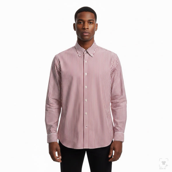 Ralph Lauren Mens Red & White Cotton Striped Button-Down Shirt Size Large L