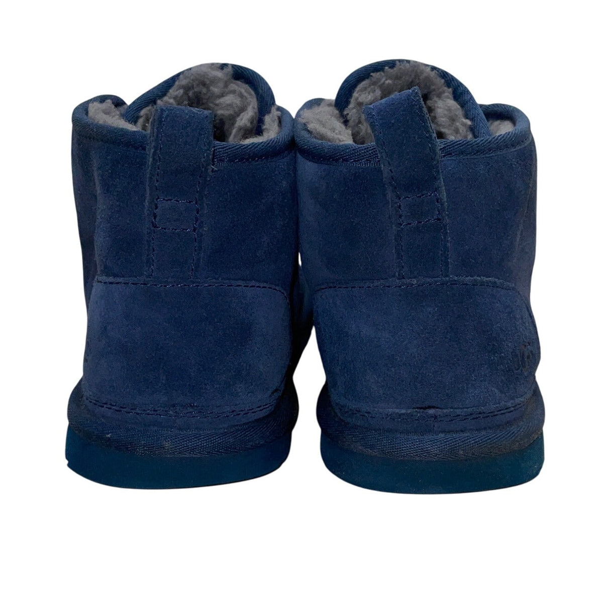 UGG Womens Navy Suede Grey Sheepskin Lined Lace-Up Neumel Chukka Boots Size 9