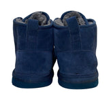 UGG Womens Navy Suede Grey Sheepskin Lined Lace-Up Neumel Chukka Boots Size 9
