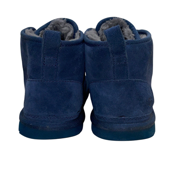 UGG Womens Navy Suede Grey Sheepskin Lined Lace-Up Neumel Chukka Boots Size 9