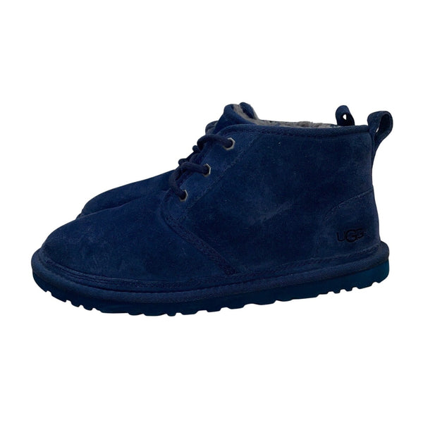 UGG Womens Navy Suede Grey Sheepskin Lined Lace-Up Neumel Chukka Boots Size 9