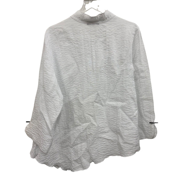 Moonlight Womens White Rayon/Nylon Lightweight Jacket XL Button-Front Crinkled Style