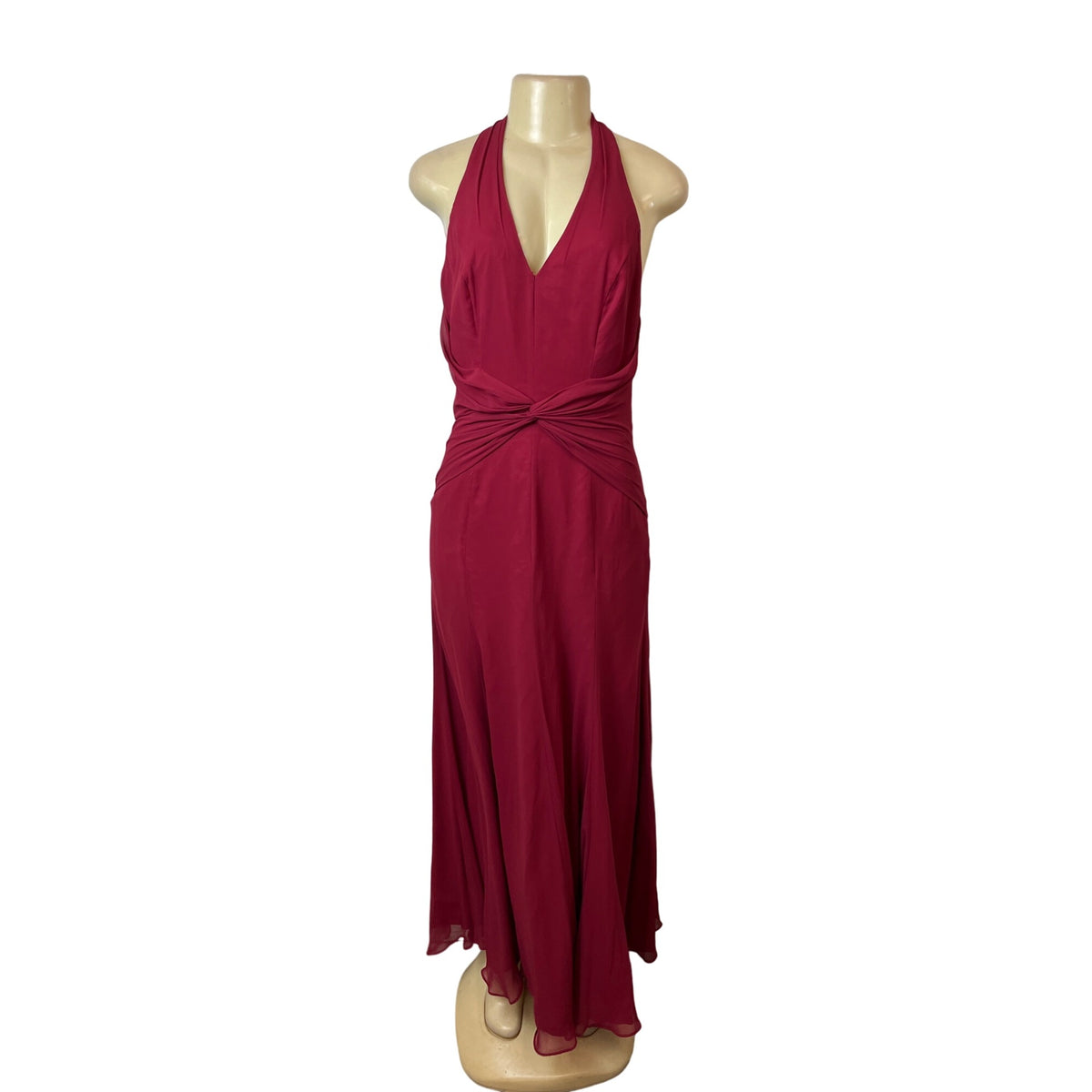 Bill Levkoff Red Cranberry Long Haltered Womens Dress Sz 10 - New