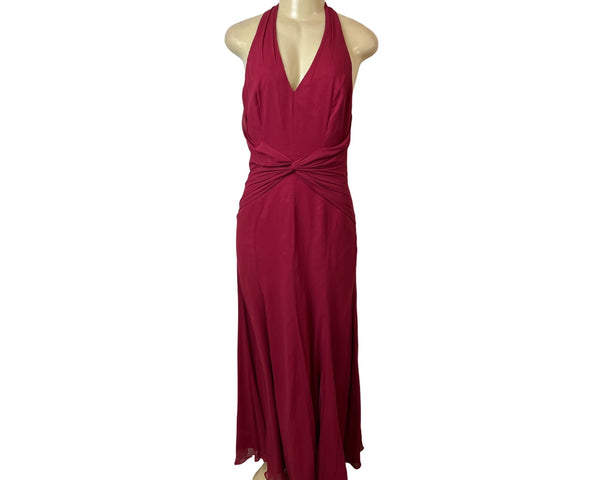 Bill Levkoff Red Cranberry Long Haltered Womens Dress Sz 10 - New