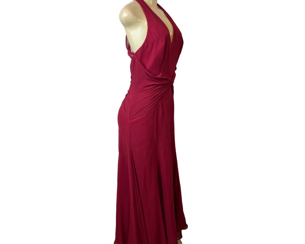 Bill Levkoff Red Cranberry Long Haltered Womens Dress Sz 10 - New