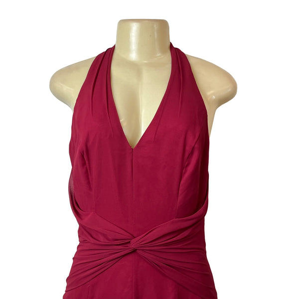 Bill Levkoff Red Cranberry Long Haltered Womens Dress Sz 10 - New