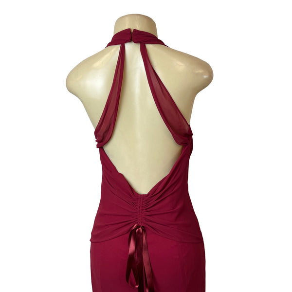 Bill Levkoff Red Cranberry Long Haltered Womens Dress Sz 10 - New