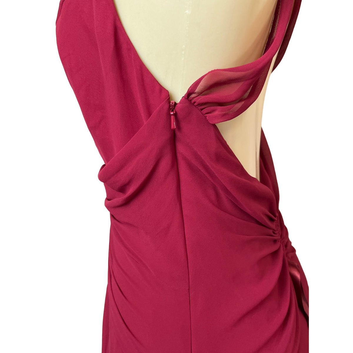 Bill Levkoff Red Cranberry Long Haltered Womens Dress Sz 10 - New