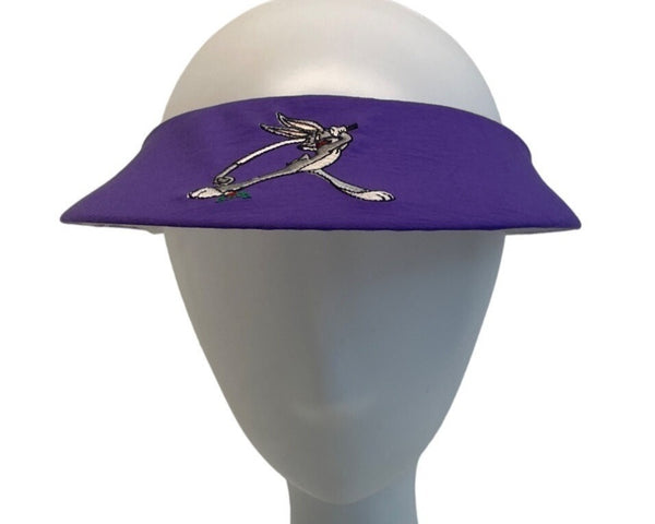 Vintage Looney Tunes Women's Purple Embroidered Bugs Bunny Golf Sun Visor Hat - One Size