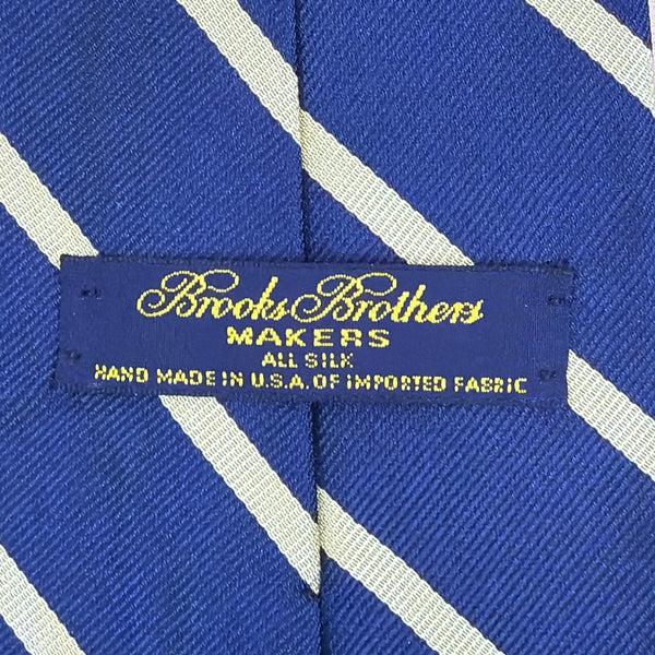 Vintage Brooks Brothers Navy & Yellow Silk Striped Tie Classic Stripe