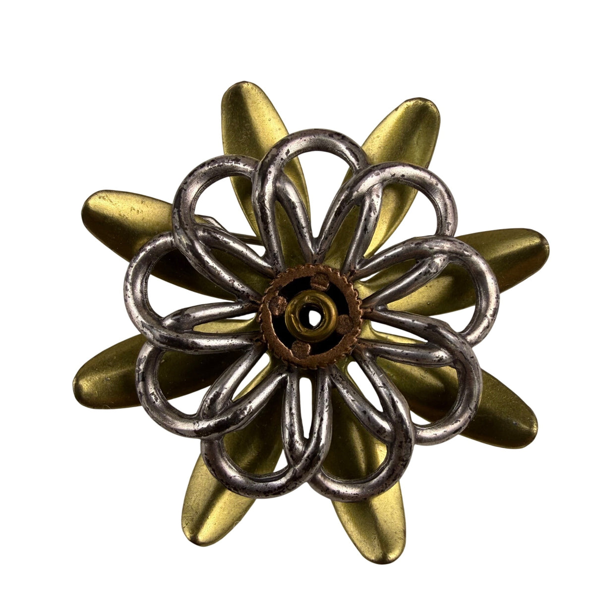 Vintage Gold Tone & Silver Tone Metal Flower Brooch Pin