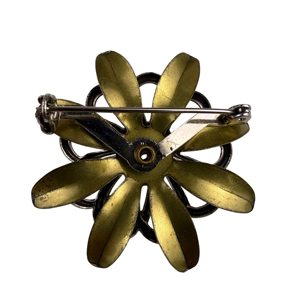 Vintage Gold Tone & Silver Tone Metal Flower Brooch Pin