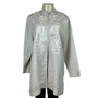 American Glamour Badgley Mischka Womens Beige Embellished Longline Blouse Size XL