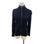 Ralph Lauren Petite Navy Cable Knit Full-Zip Cardigan Sweater Gold Accents Sz M
