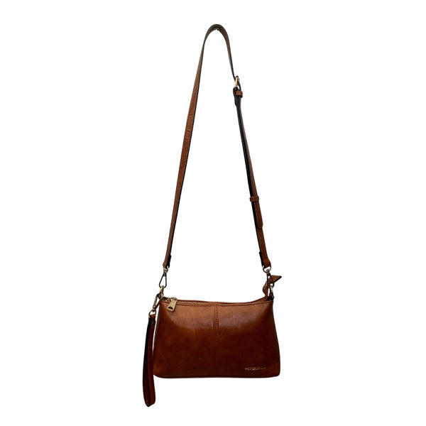 Westbronco Women’s Brown & Gold Faux Leather Adjustable Strap Crossbody Bag