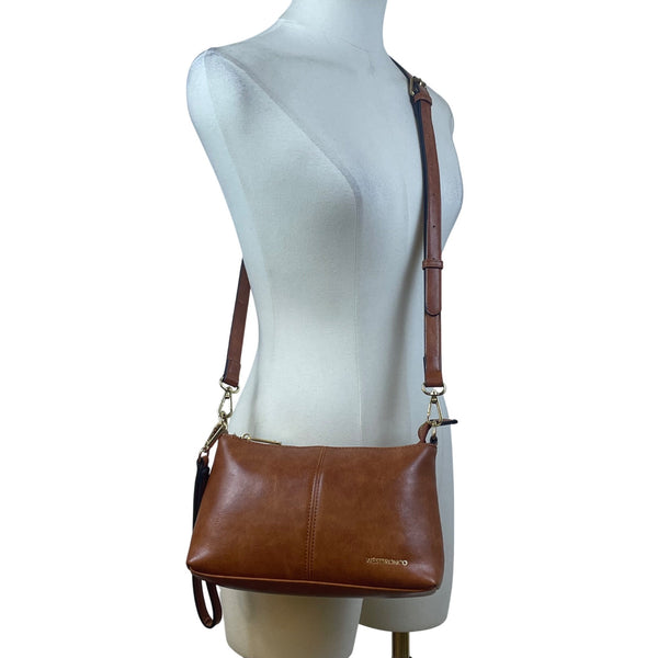 Westbronco Women’s Brown & Gold Faux Leather Adjustable Strap Crossbody Bag