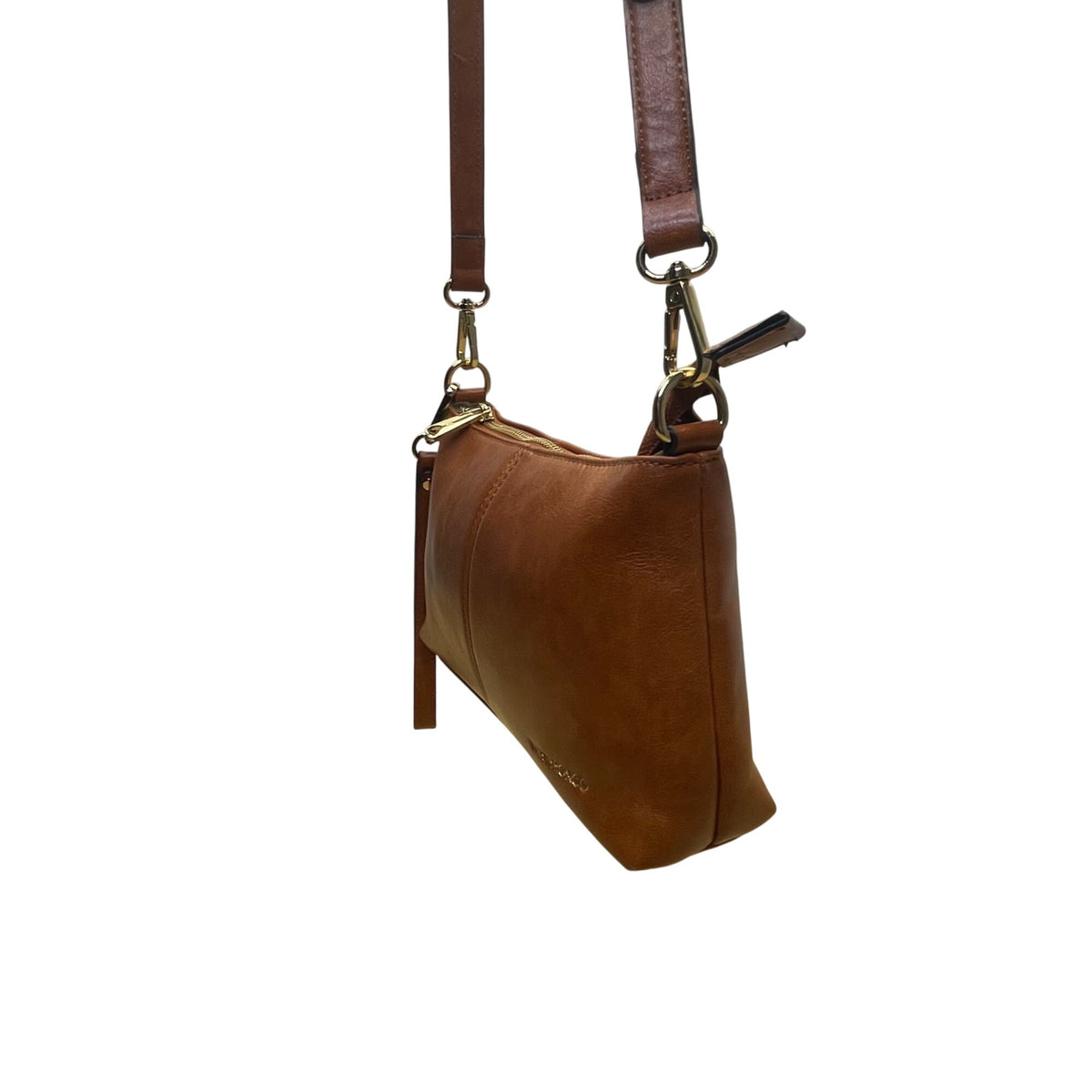 Westbronco Women’s Brown & Gold Faux Leather Adjustable Strap Crossbody Bag