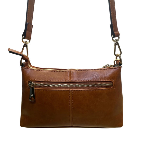 Westbronco Women’s Brown & Gold Faux Leather Adjustable Strap Crossbody Bag