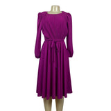 Vintage Sally Lou Women's Magenta A-line Long Sleeve Dress Sz 12 (EUR 40)