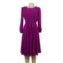 Vintage Sally Lou Women's Magenta A-line Long Sleeve Dress Sz 12 (EUR 40)