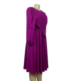 Vintage Sally Lou Women's Magenta A-line Long Sleeve Dress Sz 12 (EUR 40)