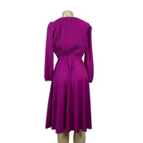 Vintage Sally Lou Women's Magenta A-line Long Sleeve Dress Sz 12 (EUR 40)