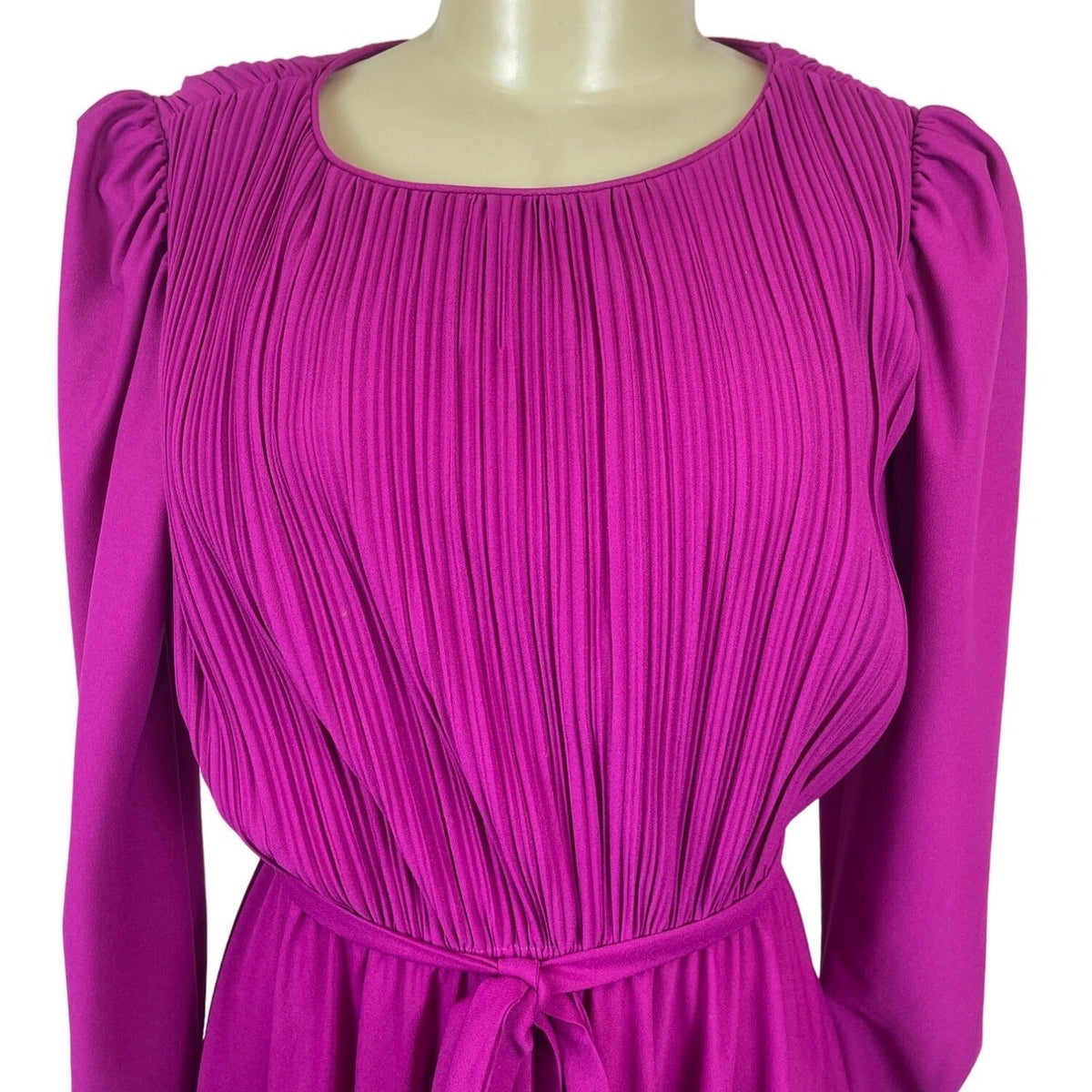 Vintage Sally Lou Women's Magenta A-line Long Sleeve Dress Sz 12 (EUR 40)