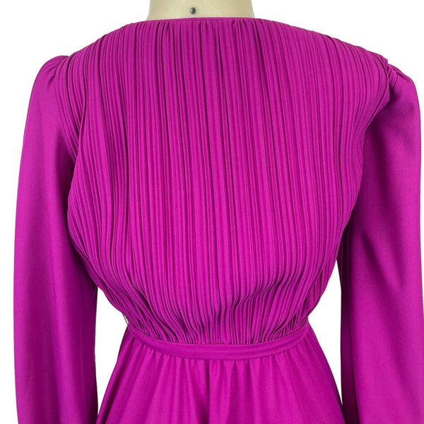 Vintage Sally Lou Women's Magenta A-line Long Sleeve Dress Sz 12 (EUR 40)