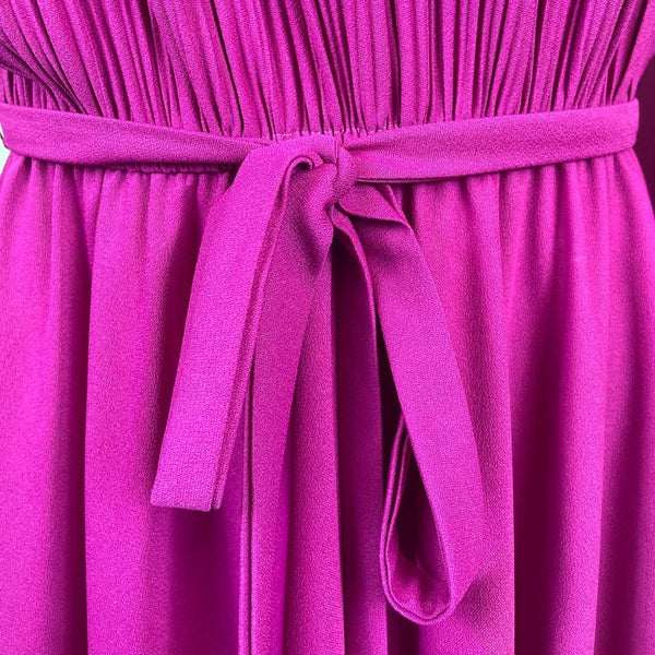 Vintage Sally Lou Women's Magenta A-line Long Sleeve Dress Sz 12 (EUR 40)