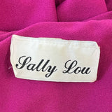 Vintage Sally Lou Women's Magenta A-line Long Sleeve Dress Sz 12 (EUR 40)
