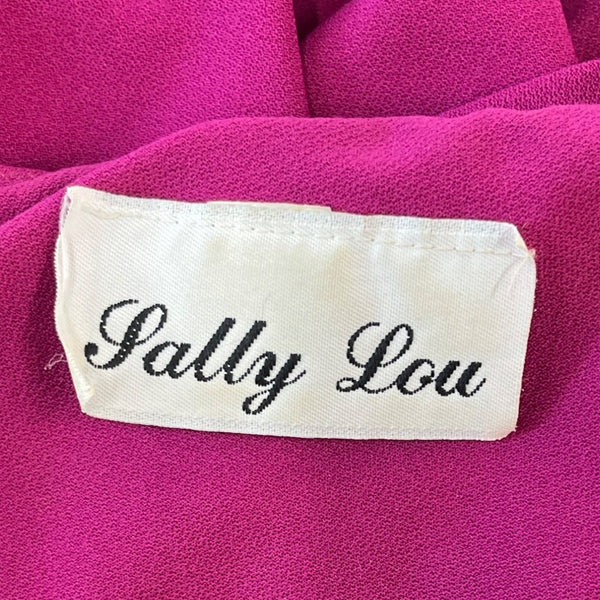 Vintage Sally Lou Women's Magenta A-line Long Sleeve Dress Sz 12 (EUR 40)