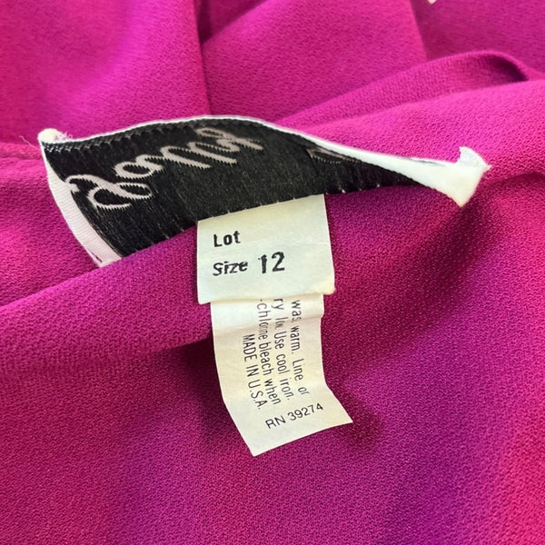 Vintage Sally Lou Women's Magenta A-line Long Sleeve Dress Sz 12 (EUR 40)