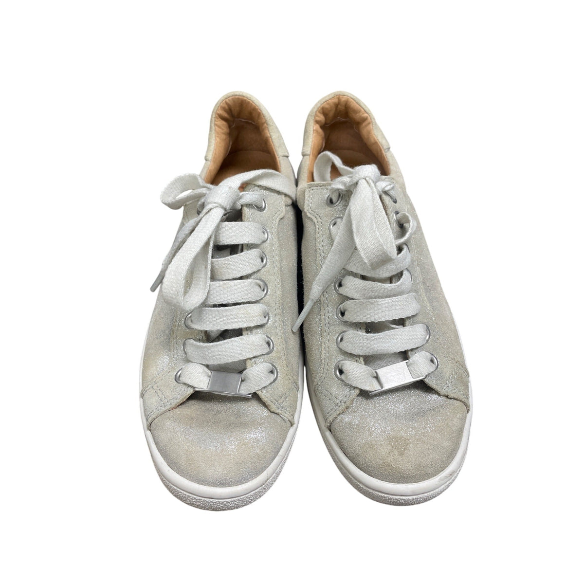 UGG Womens Silver Suede Sneakers Casual Lace-Up Size 6 Made In Vietnam