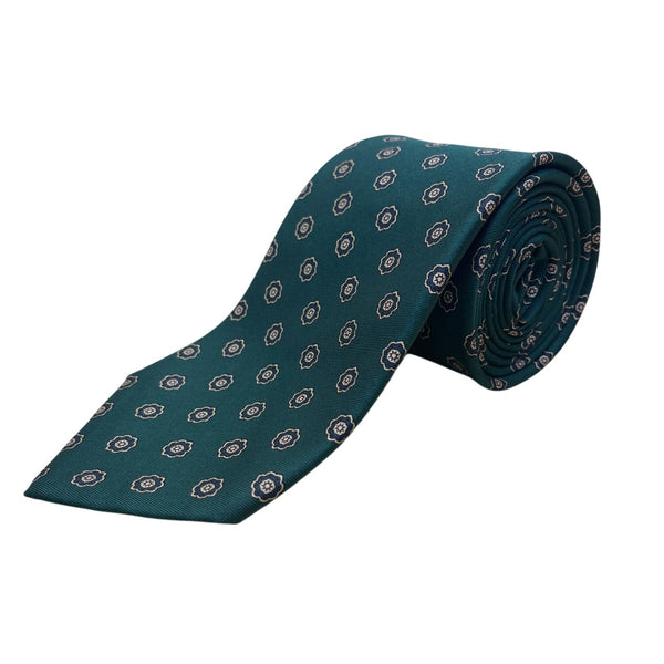 Vintage Brooks Brothers Green Silk Floral Tie  Printed In England - Classy Style