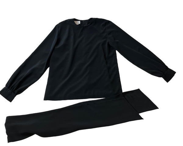 Doncaster Womens Black Long Sleeve Top & Scarf Set Sz 6