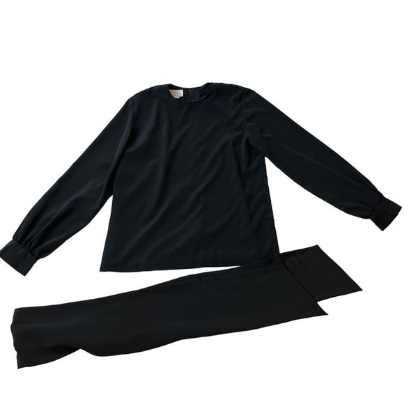 Doncaster Womens Black Long Sleeve Top & Scarf Set Sz 6