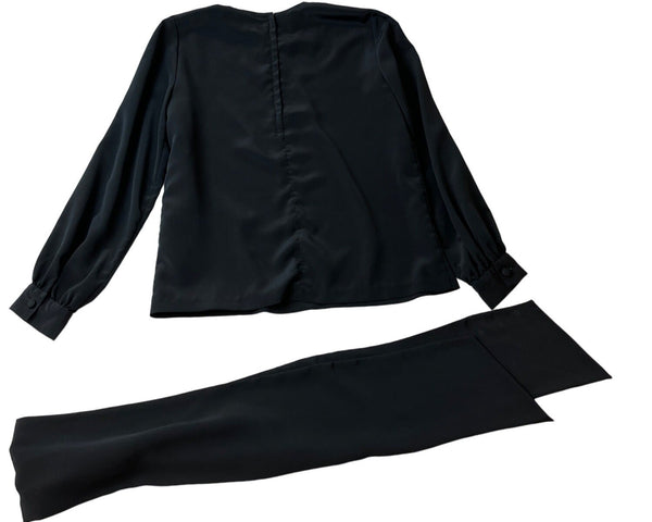 Doncaster Womens Black Long Sleeve Top & Scarf Set Sz 6