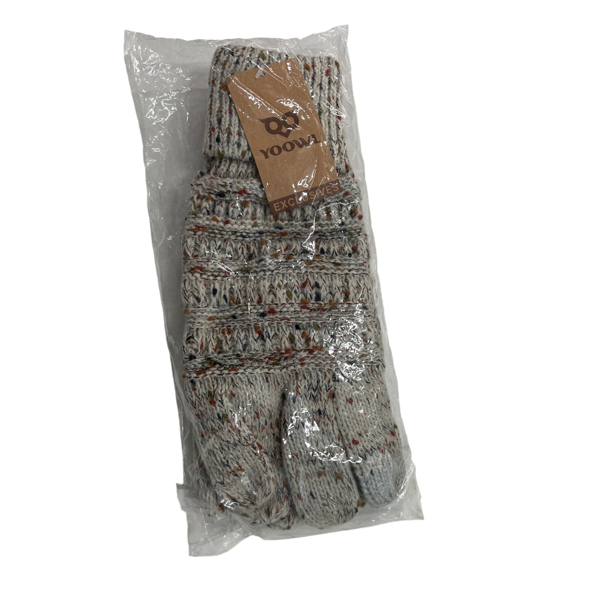 Yoowl Women’s Oatmeal Confetti Knit Gloves Exclusive Design Winter Warmth