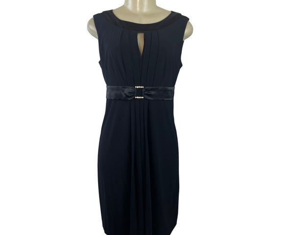 Jessica Howard Petite Black Sleeveless Keyhole Satin Trim Dress Size 8P