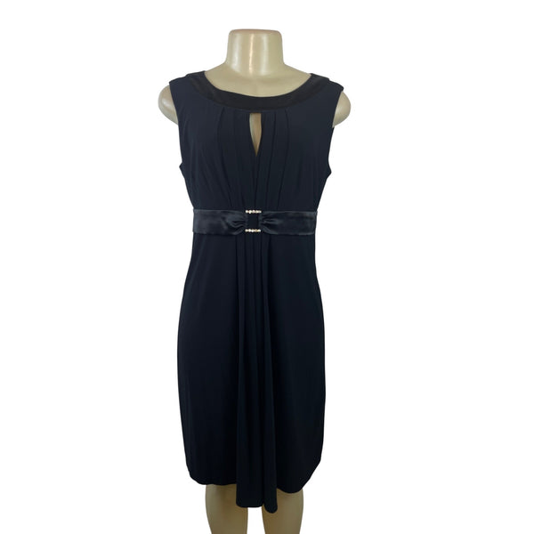 Jessica Howard Petite Black Sleeveless Keyhole Satin Trim Dress Size 8P