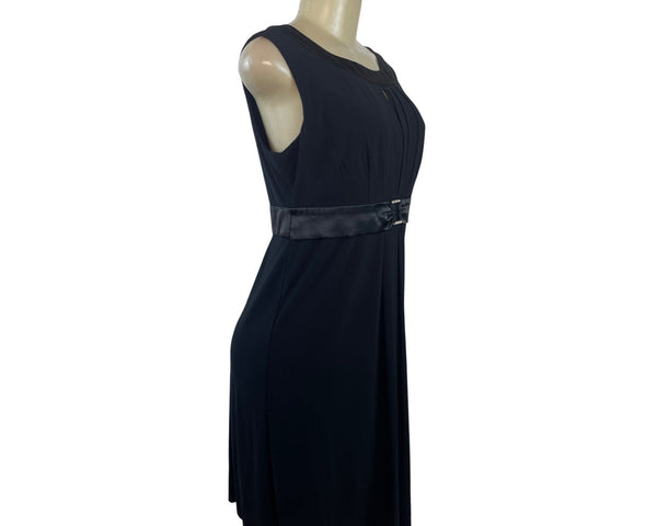Jessica Howard Petite Black Sleeveless Keyhole Satin Trim Dress Size 8P