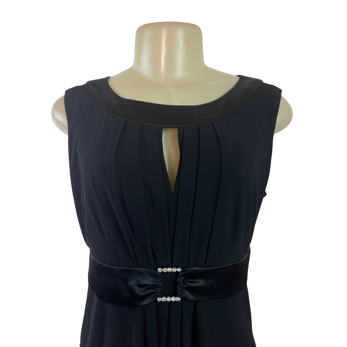 Jessica Howard Petite Black Sleeveless Keyhole Satin Trim Dress Size 8P