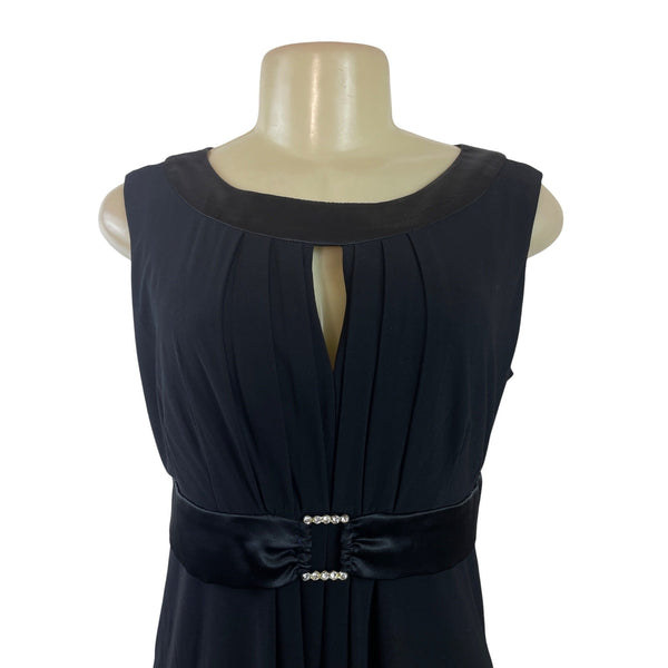 Jessica Howard Petite Black Sleeveless Keyhole Satin Trim Dress Size 8P