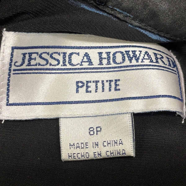 Jessica Howard Petite Black Sleeveless Keyhole Satin Trim Dress Size 8P