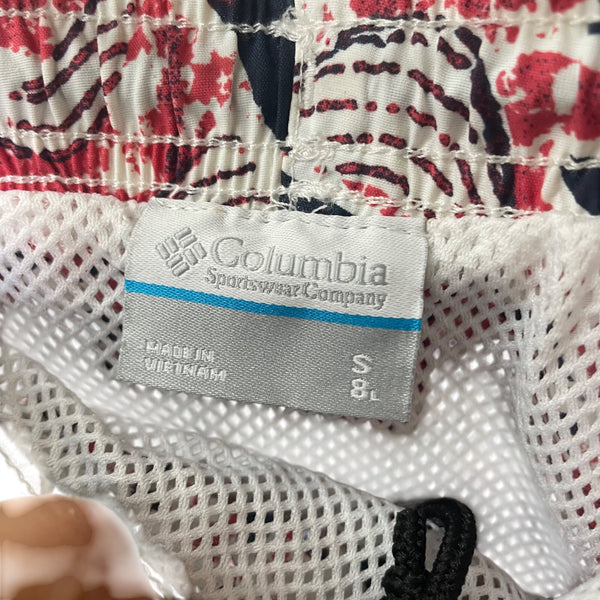 Columbia Mens Red/Blue Dolphin Pattern Swim Trunks Shorts Quick Dry Mesh Liner S
