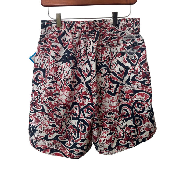 Columbia Mens Red/Blue Dolphin Pattern Swim Trunks Shorts Quick Dry Mesh Liner S